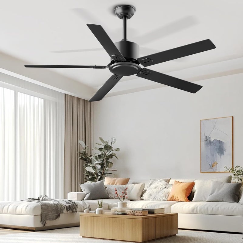 BECLOG Ceiling Fans With Remote 42 Inch Black Ceiling Fan No Light 6 Speeds Reversible Timing Noiseless Modern Ceiling Fan Without Lights For Bedroom Kitchen Indoor Outdoor (Black) - Image 2